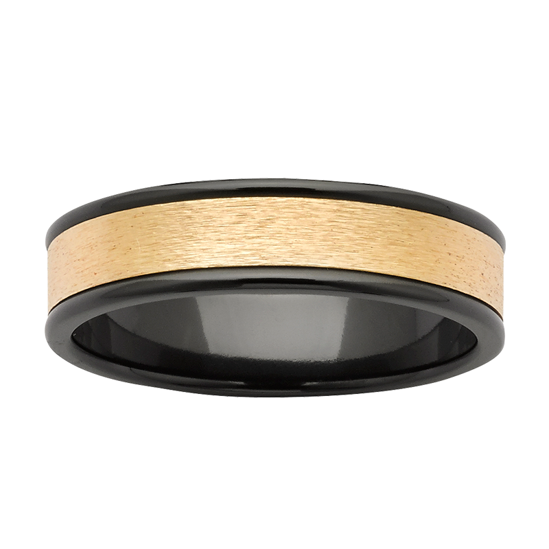 Black Zirconium & Yellow Gold Ring