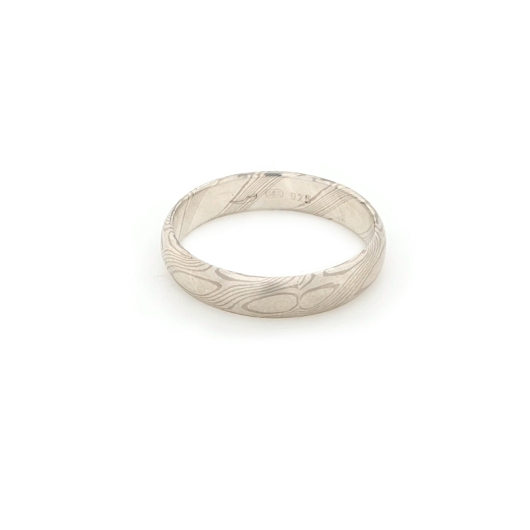 Haiiro - 14ct White Gold & Silver Mokumegane Ring