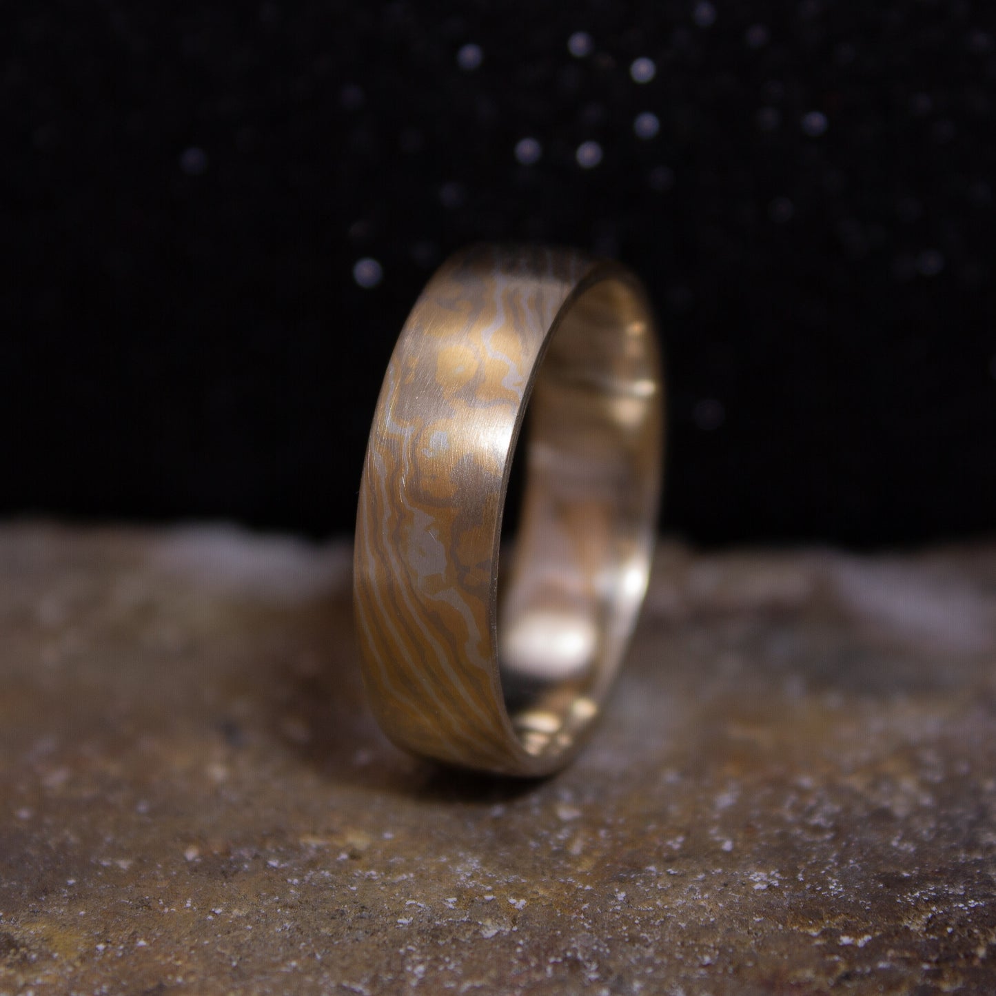 18ct Yellow Gold, 14ct White Gold and Sterling Silver Mokumegane Ring