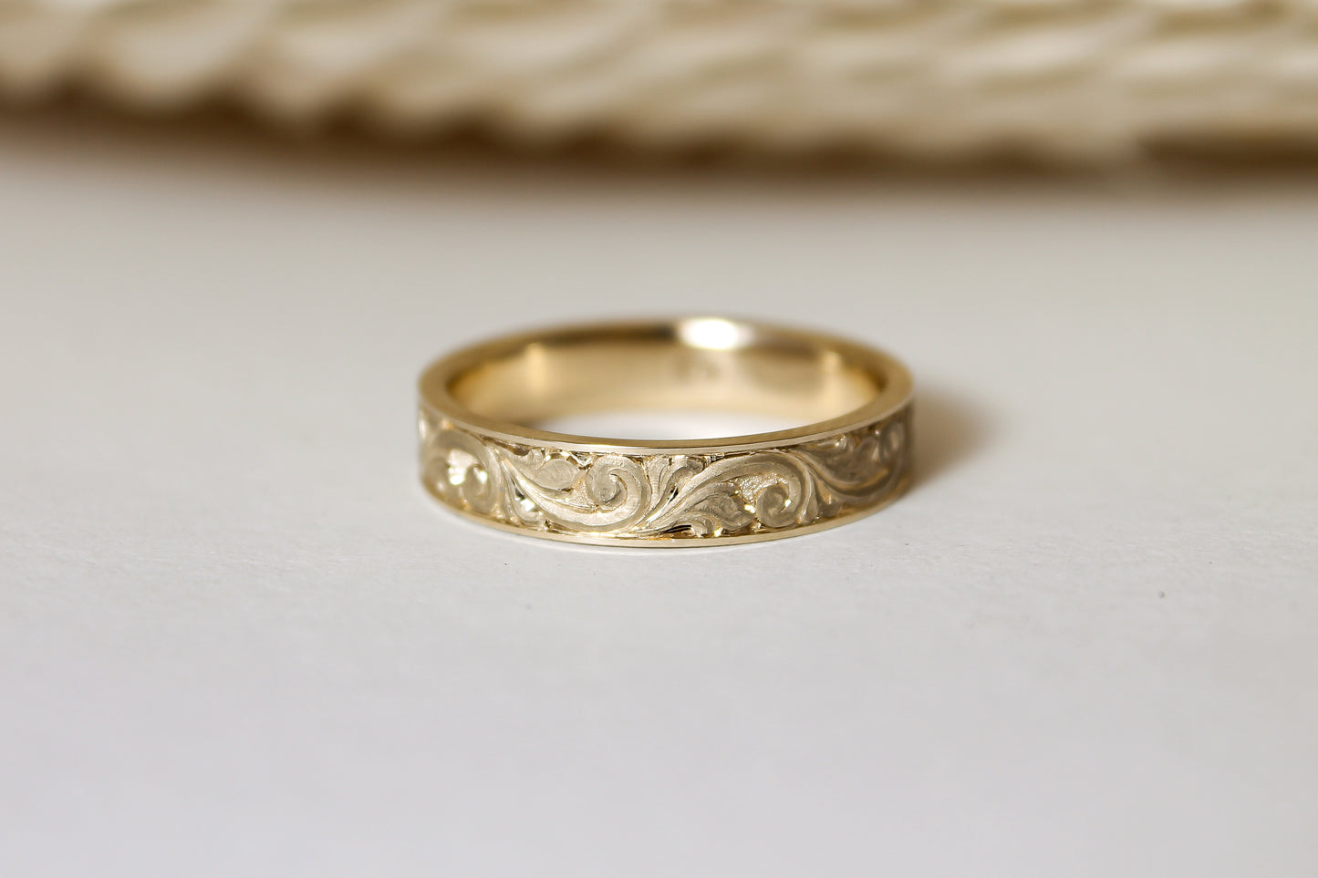 Sculpted Scrollwork Ring - 4mm Width