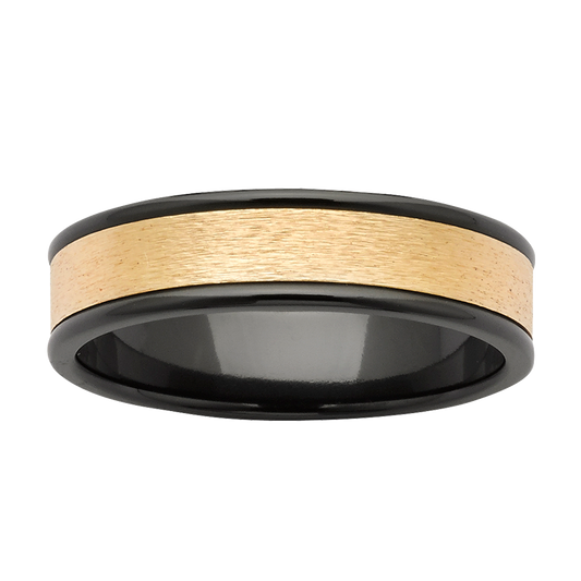 Black Zirconium & Yellow Gold Ring
