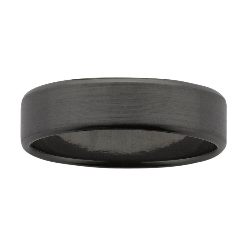 Black Zirconium Ring, Bevelled Edges
