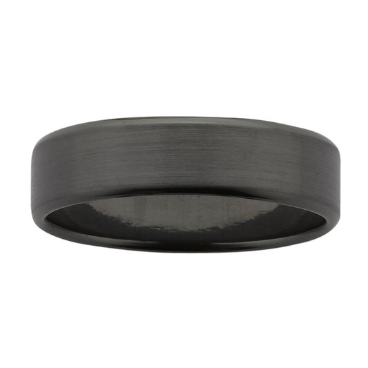 Black Zirconium Ring, Bevelled Edges