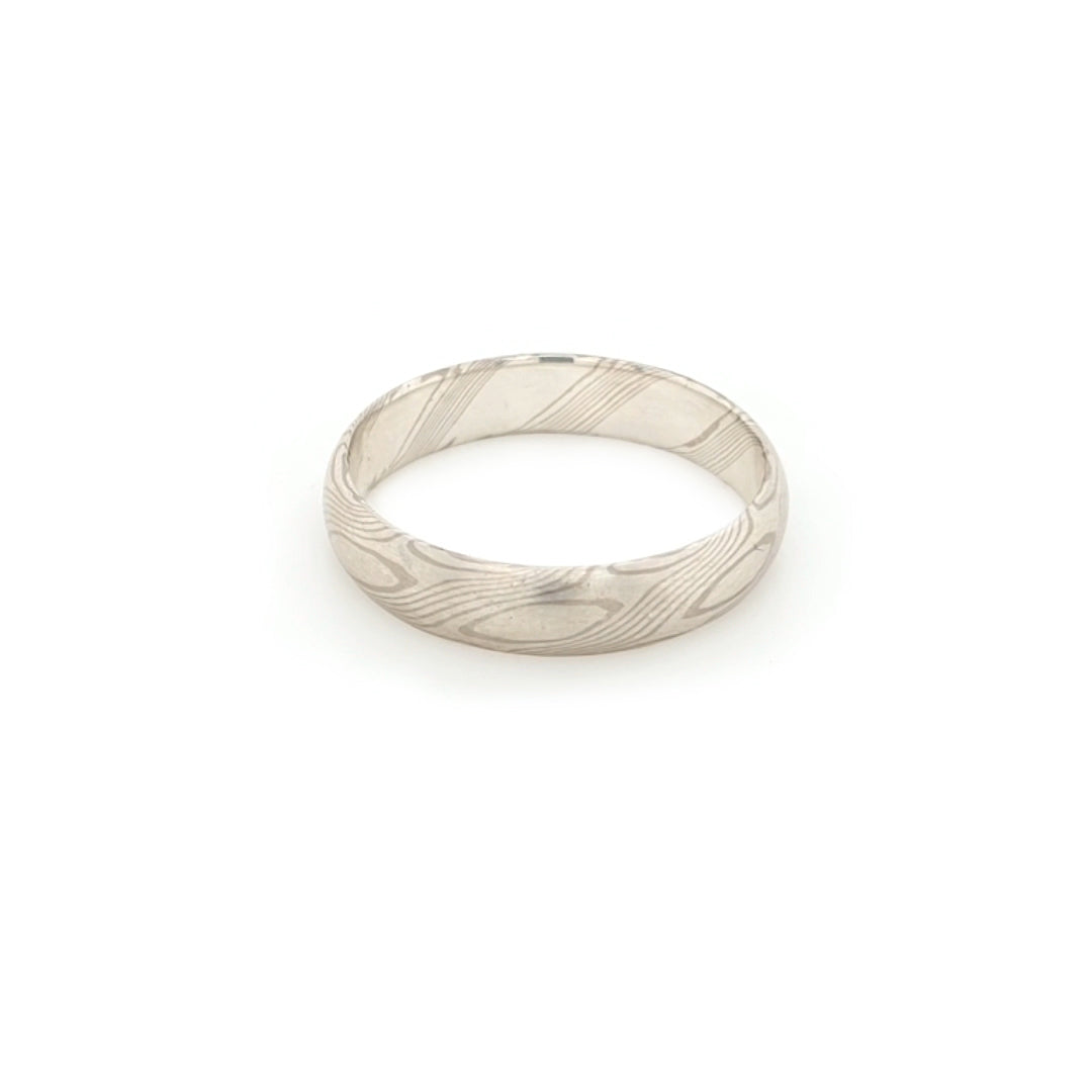 Haiiro - 14ct White Gold & Silver Mokumegane Ring