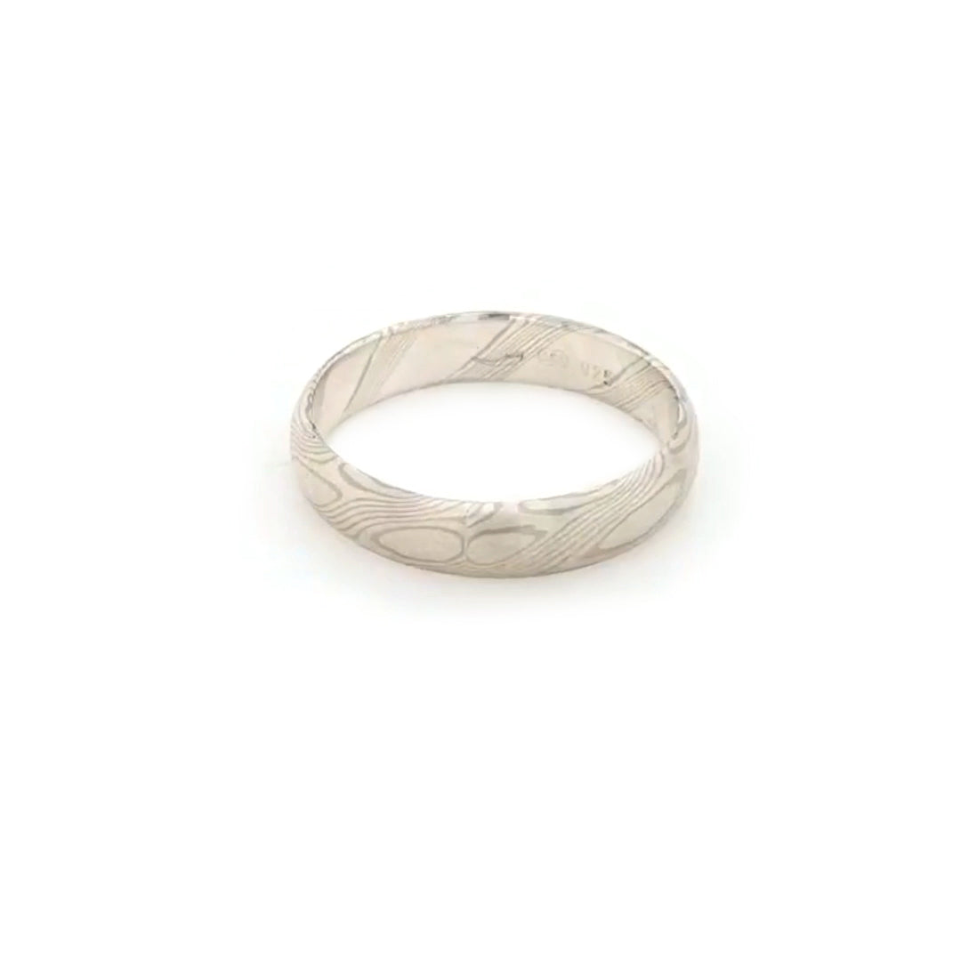 Haiiro - 14ct White Gold & Silver Mokumegane Ring