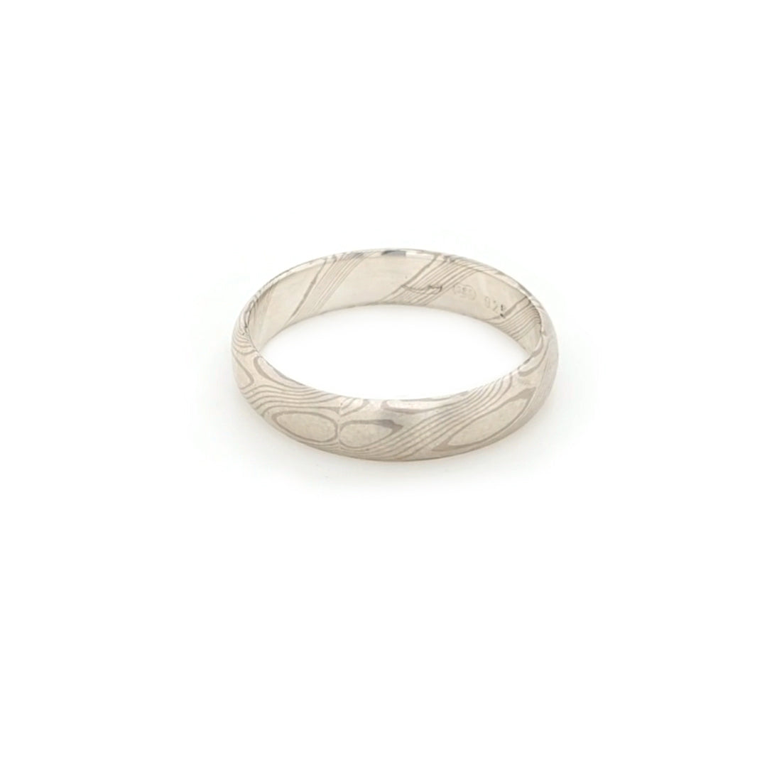 Haiiro - 14ct White Gold & Silver Mokumegane Ring
