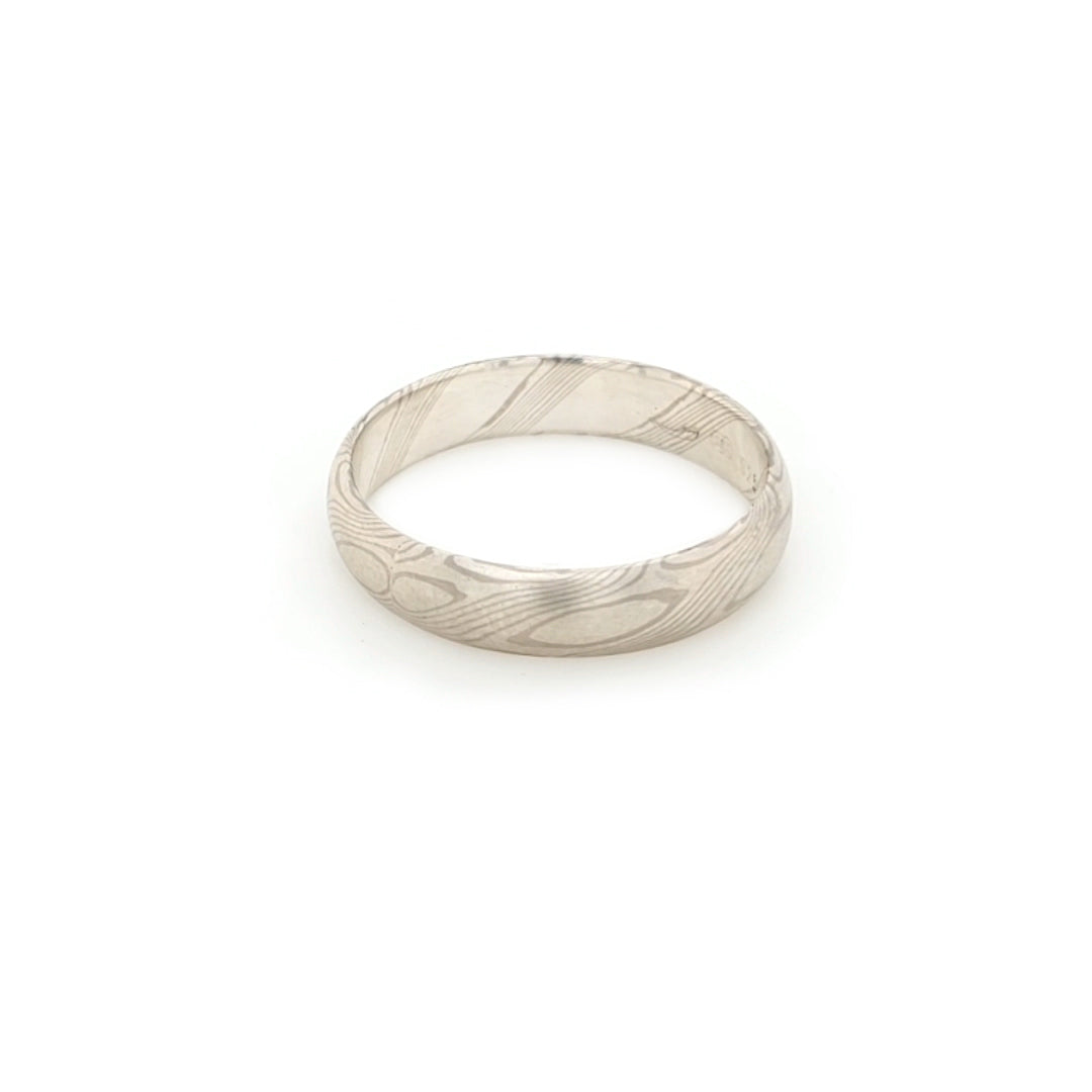Haiiro - 14ct White Gold & Silver Mokumegane Ring