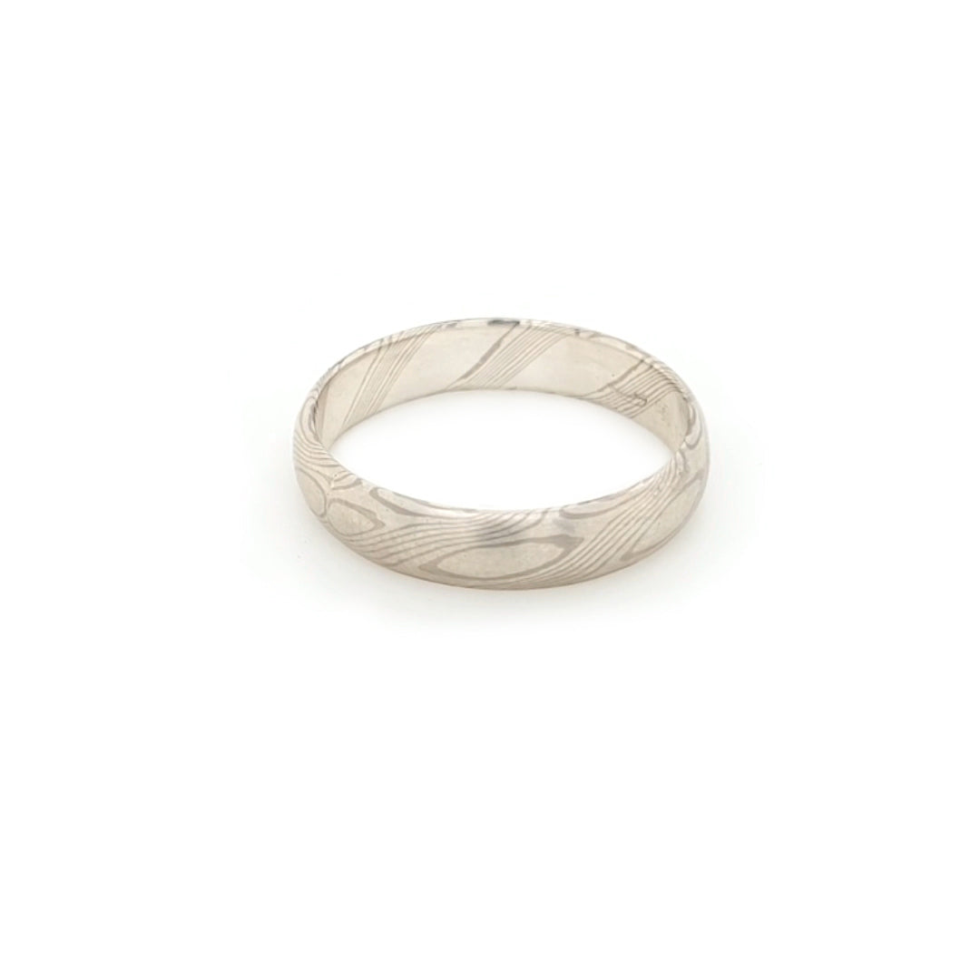 Haiiro - 14ct White Gold & Silver Mokumegane Ring