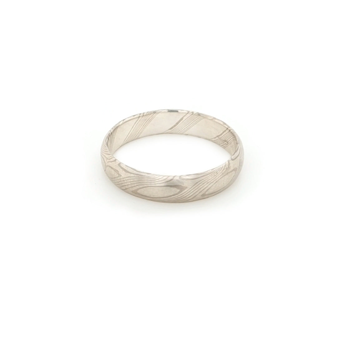 Haiiro - 14ct White Gold & Silver Mokumegane Ring