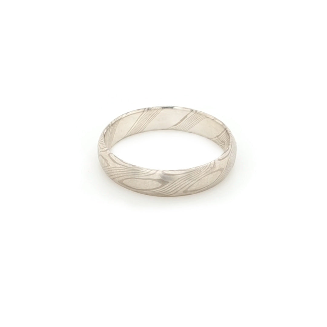 Haiiro - 14ct White Gold & Silver Mokumegane Ring