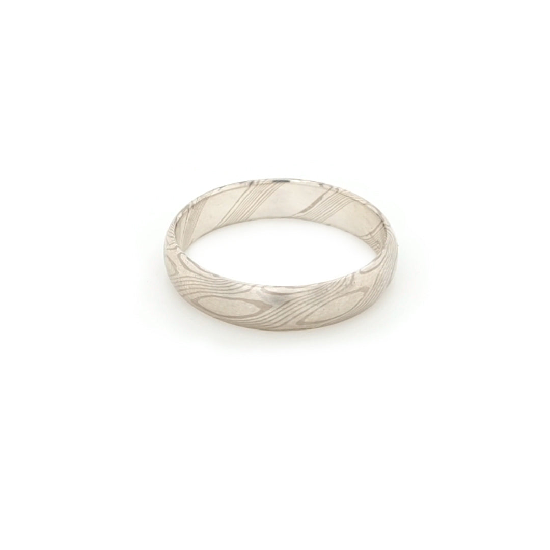 Haiiro - 14ct White Gold & Silver Mokumegane Ring