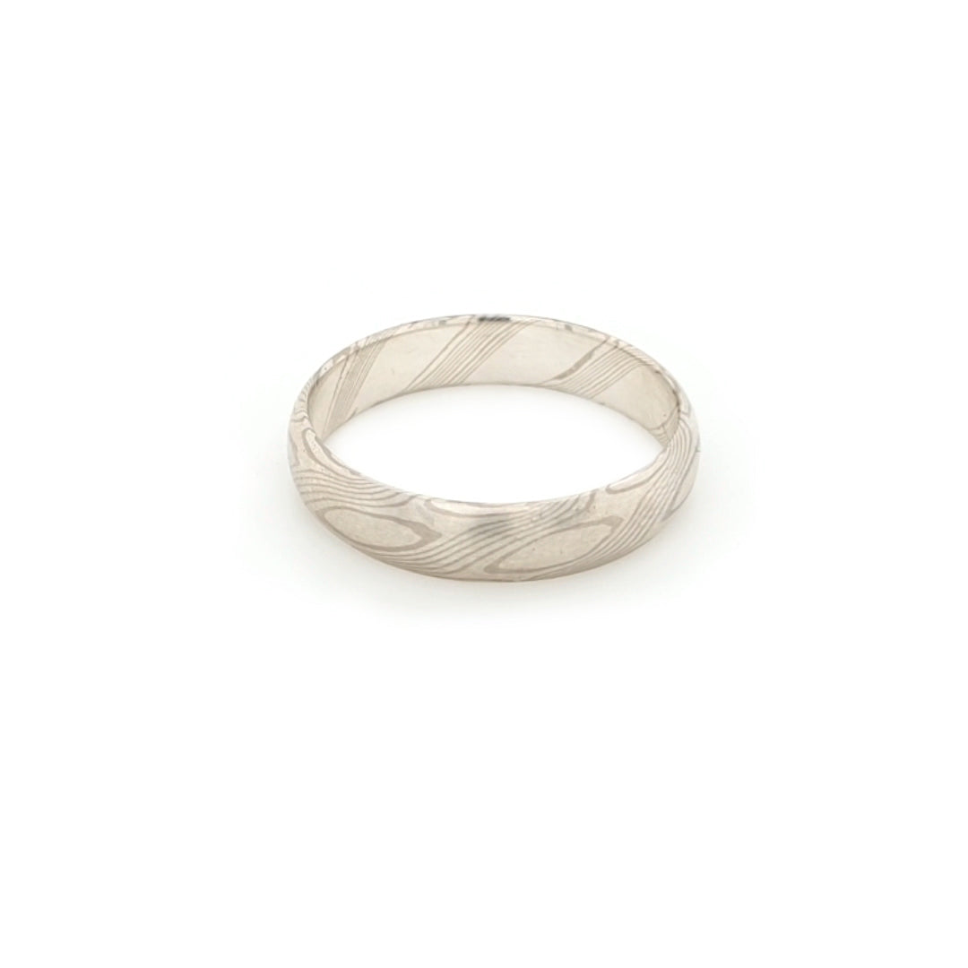 Haiiro - 14ct White Gold & Silver Mokumegane Ring