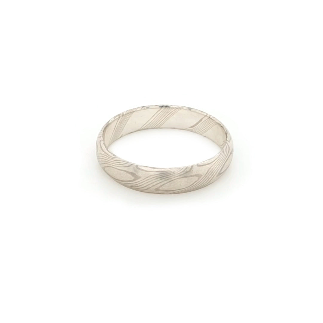 Haiiro - 14ct White Gold & Silver Mokumegane Ring