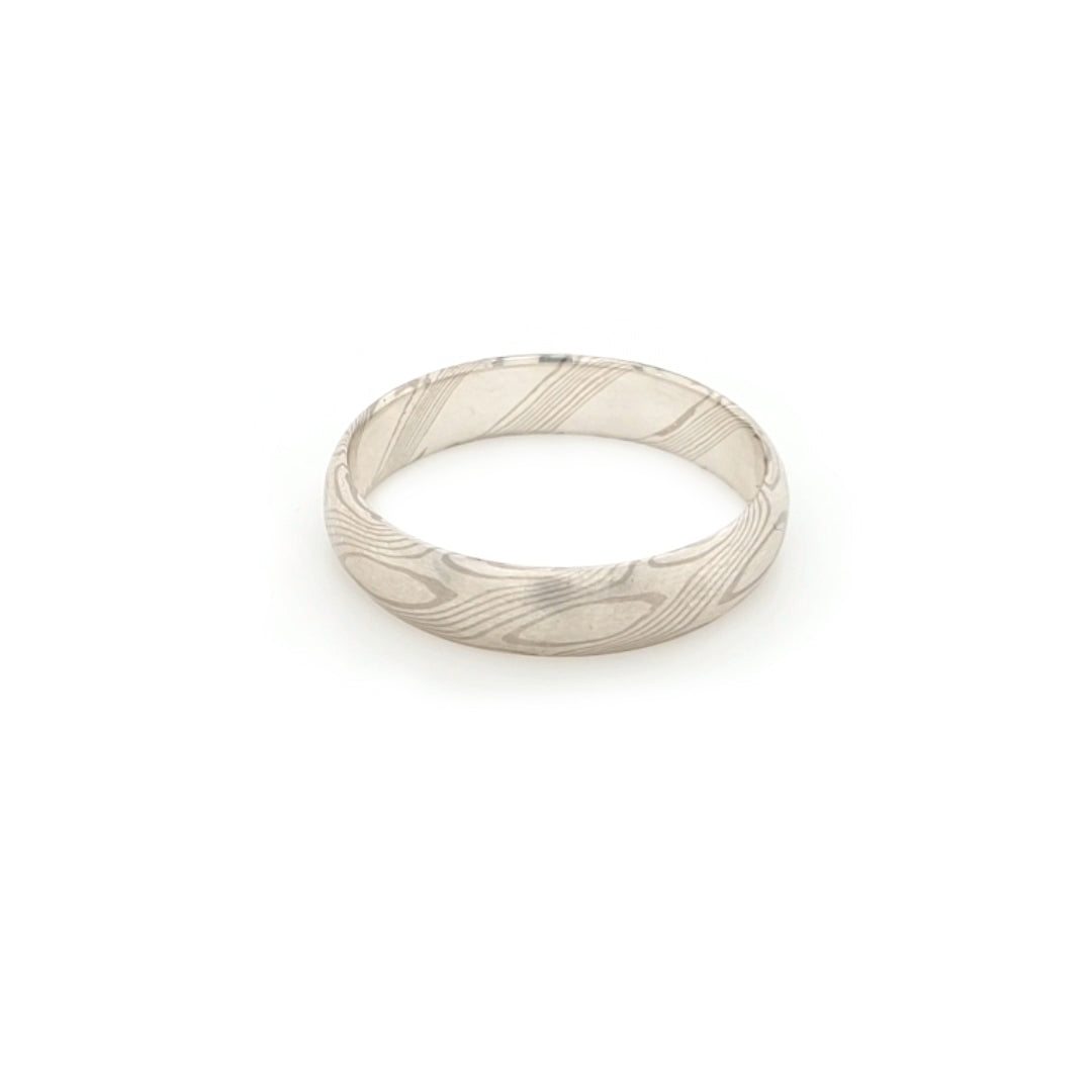 Haiiro - 14ct White Gold & Silver Mokumegane Ring