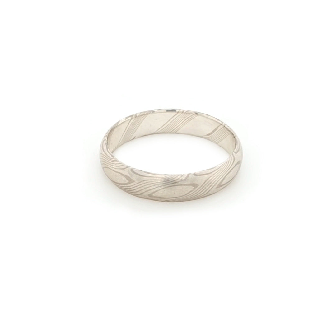 Haiiro - 14ct White Gold & Silver Mokumegane Ring