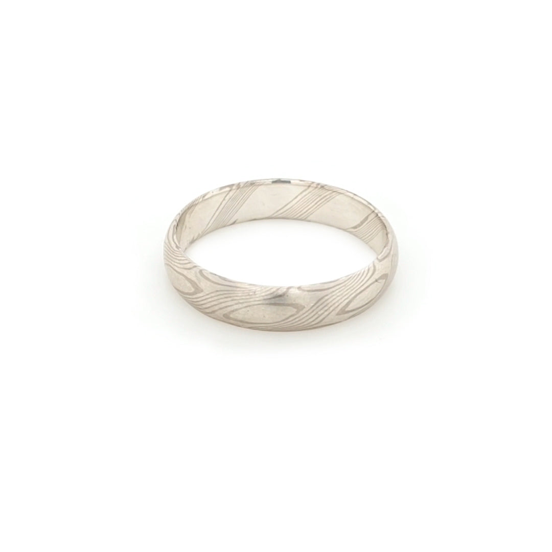 Haiiro - 14ct White Gold & Silver Mokumegane Ring