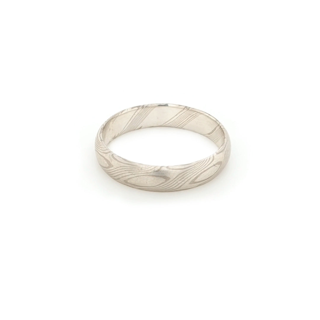 Haiiro - 14ct White Gold & Silver Mokumegane Ring