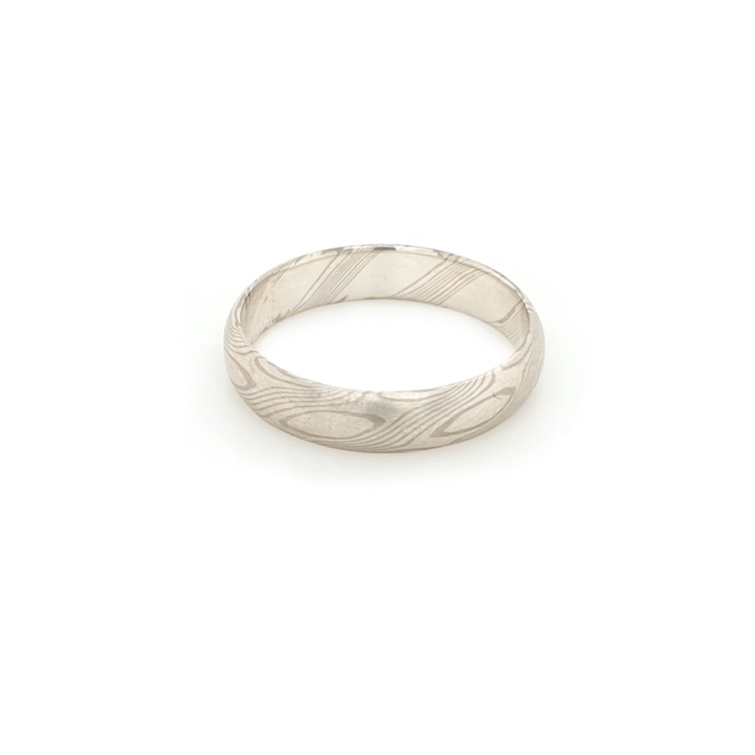 Haiiro - 14ct White Gold & Silver Mokumegane Ring