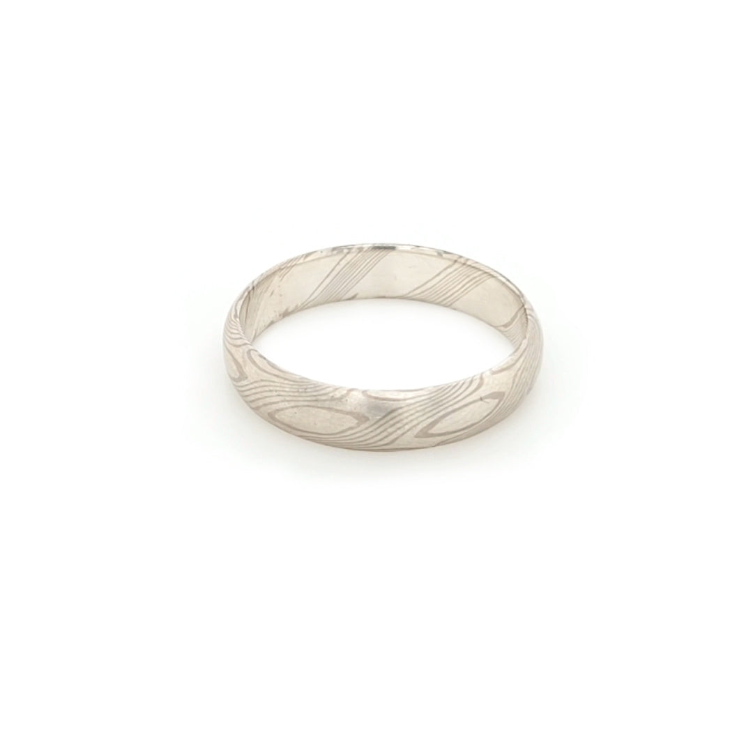 Haiiro - 14ct White Gold & Silver Mokumegane Ring