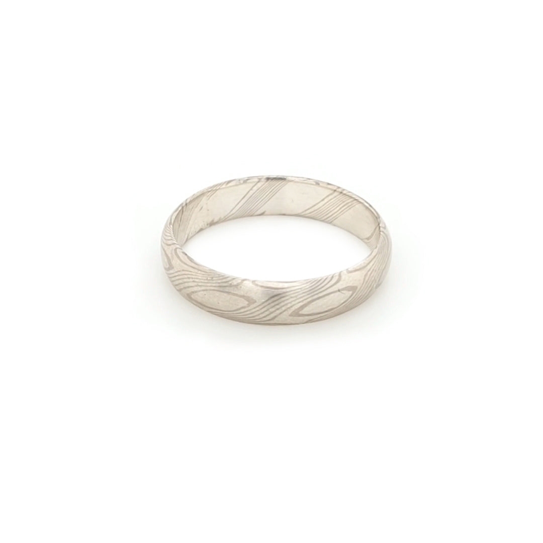 Haiiro - 14ct White Gold & Silver Mokumegane Ring