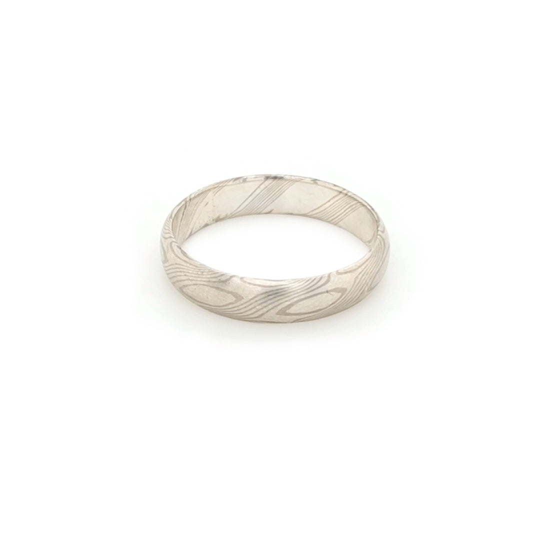 Haiiro - 14ct White Gold & Silver Mokumegane Ring