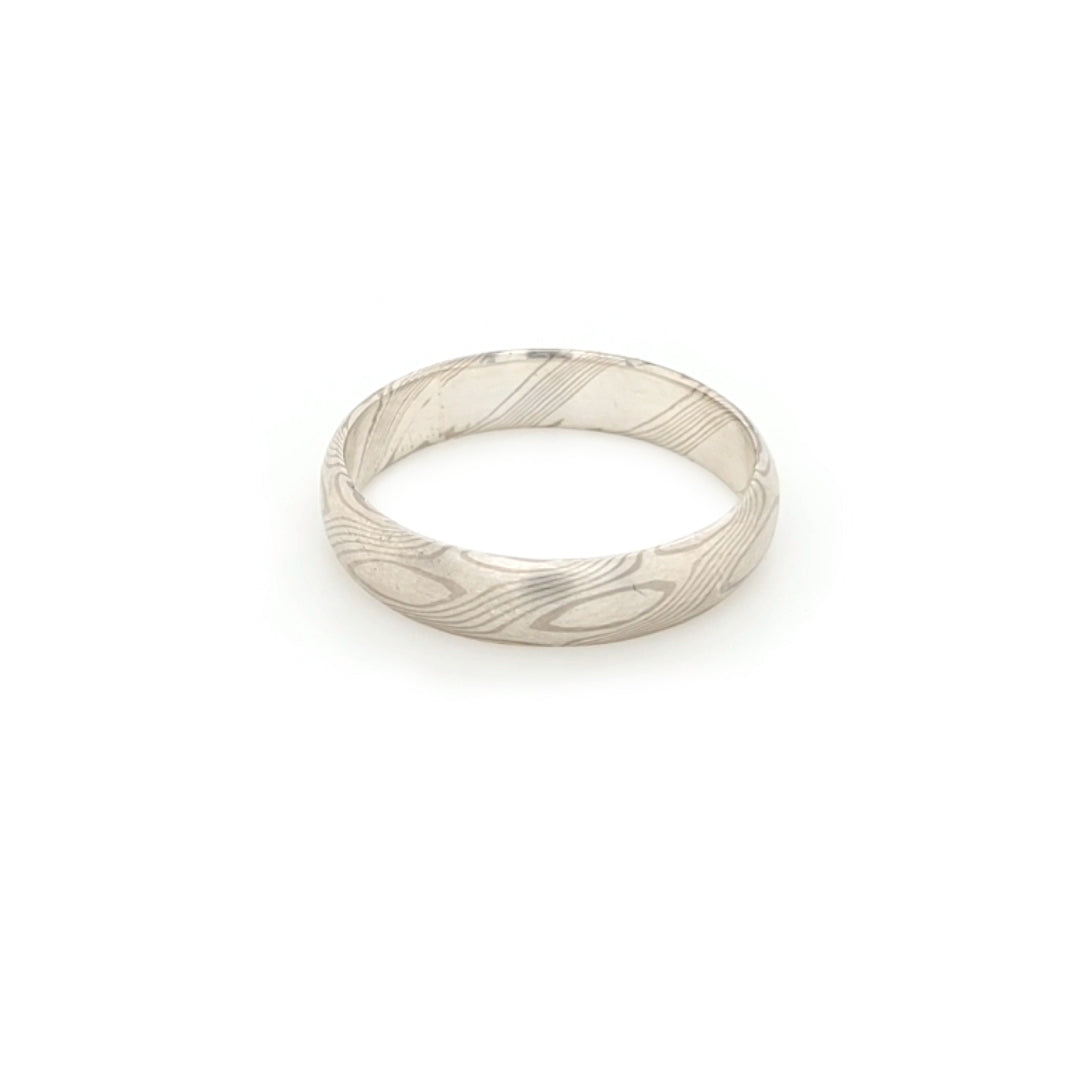 Haiiro - 14ct White Gold & Silver Mokumegane Ring