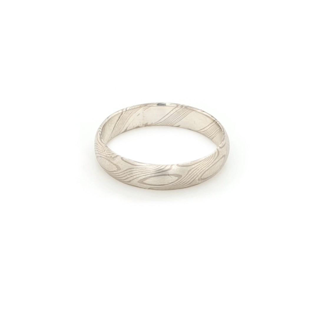 Haiiro - 14ct White Gold & Silver Mokumegane Ring