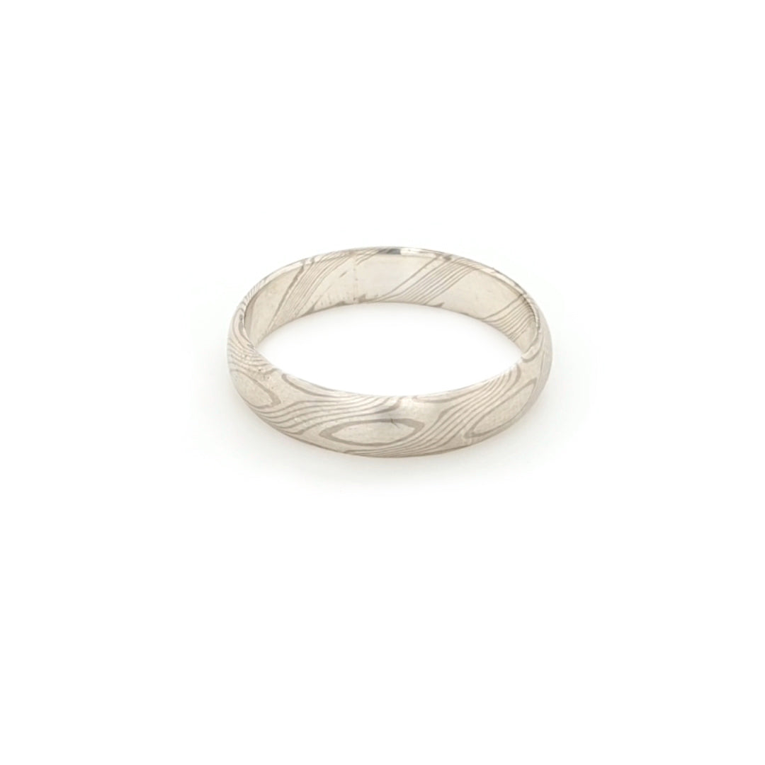 Haiiro - 14ct White Gold & Silver Mokumegane Ring