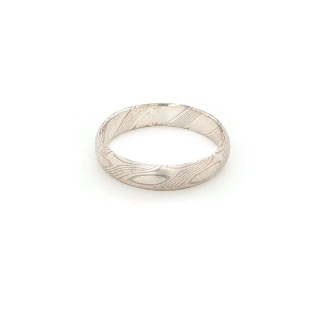 Haiiro - 14ct White Gold & Silver Mokumegane Ring