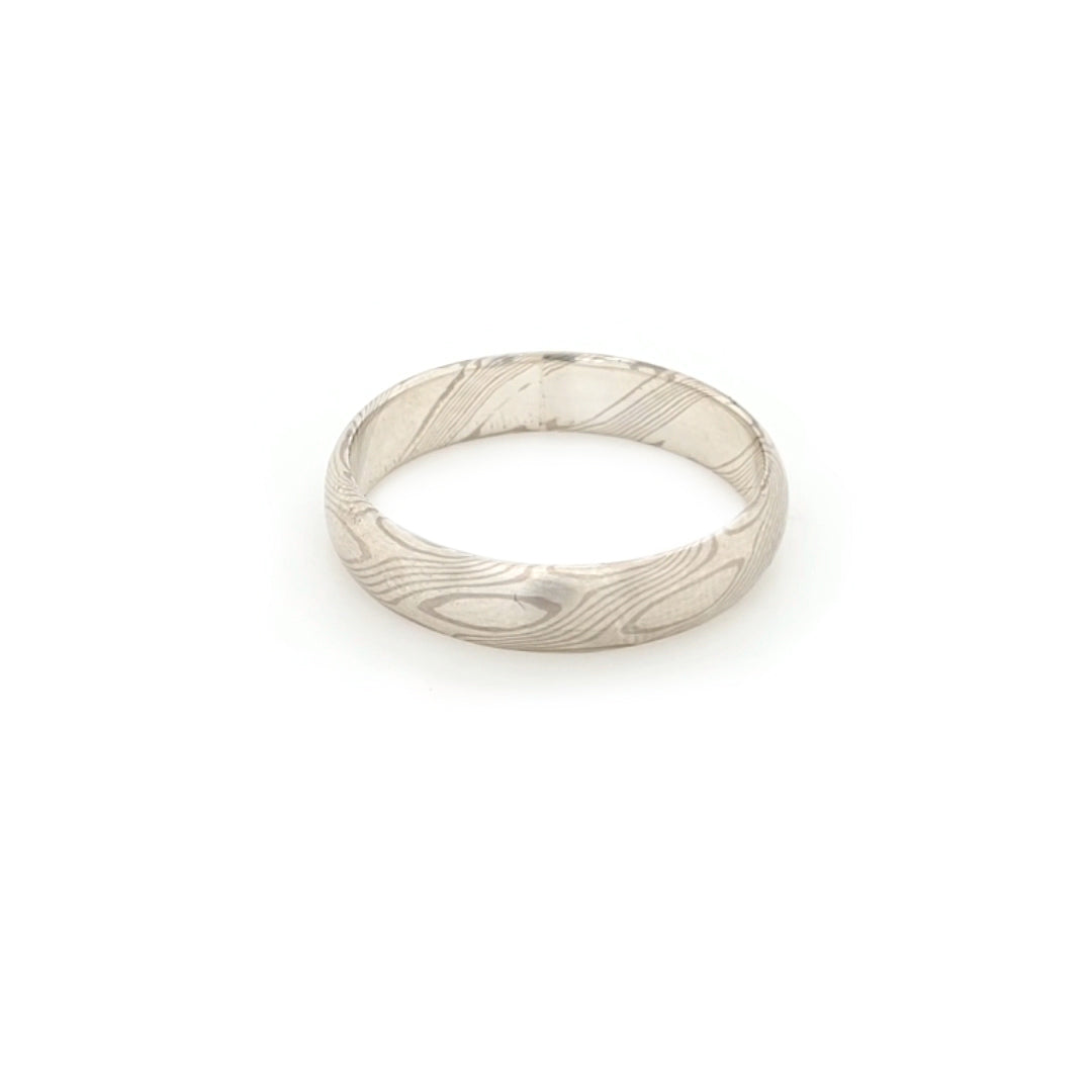 Haiiro - 14ct White Gold & Silver Mokumegane Ring