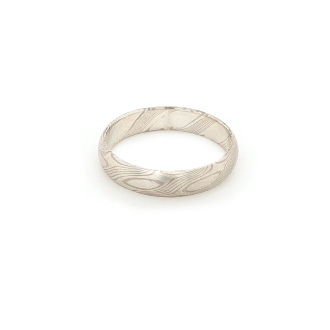Haiiro - 14ct White Gold & Silver Mokumegane Ring