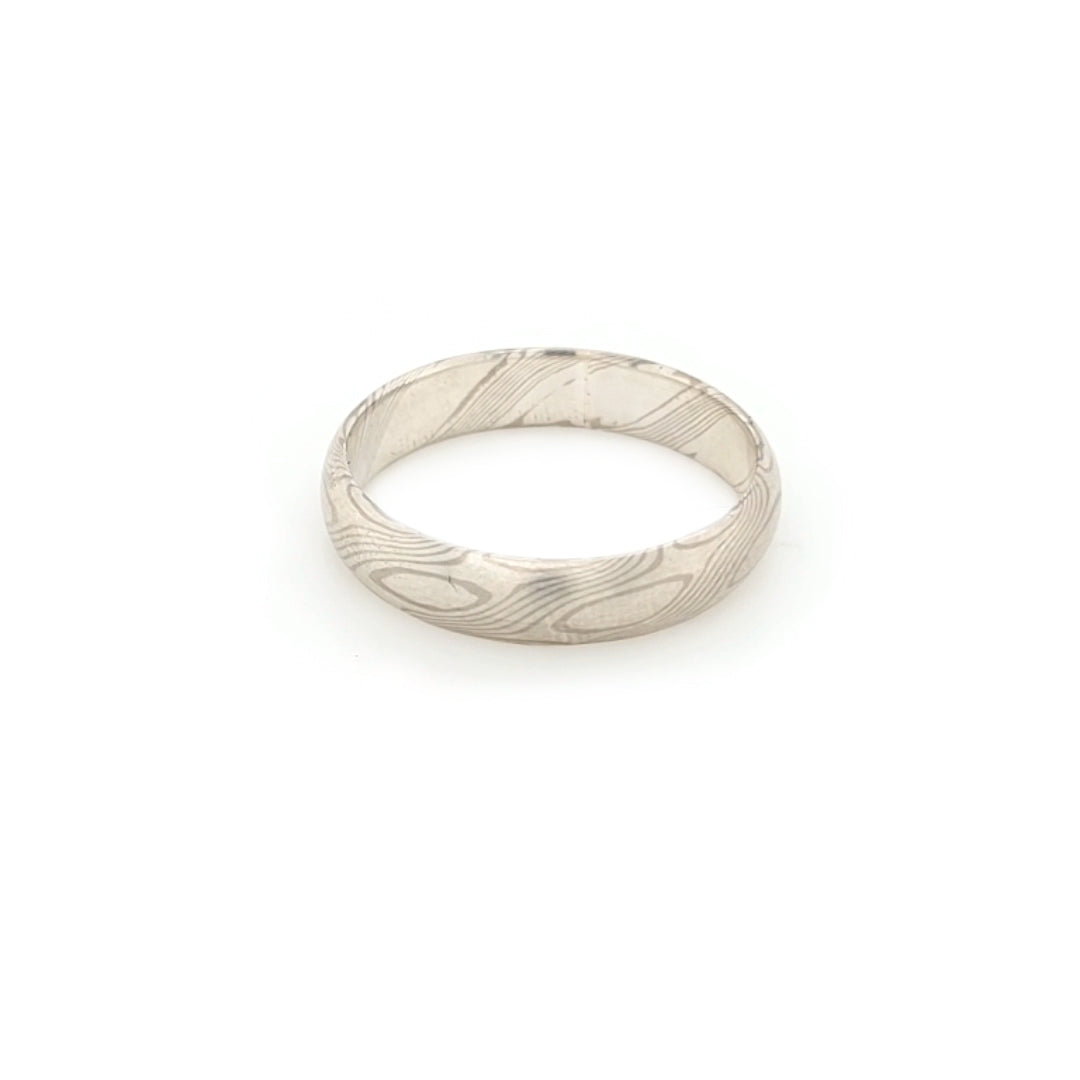 Haiiro - 14ct White Gold & Silver Mokumegane Ring