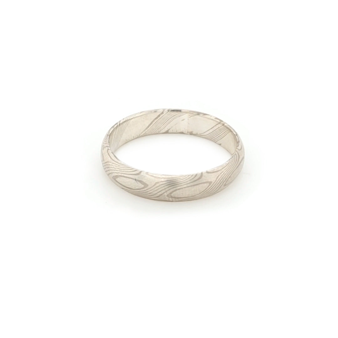 Haiiro - 14ct White Gold & Silver Mokumegane Ring