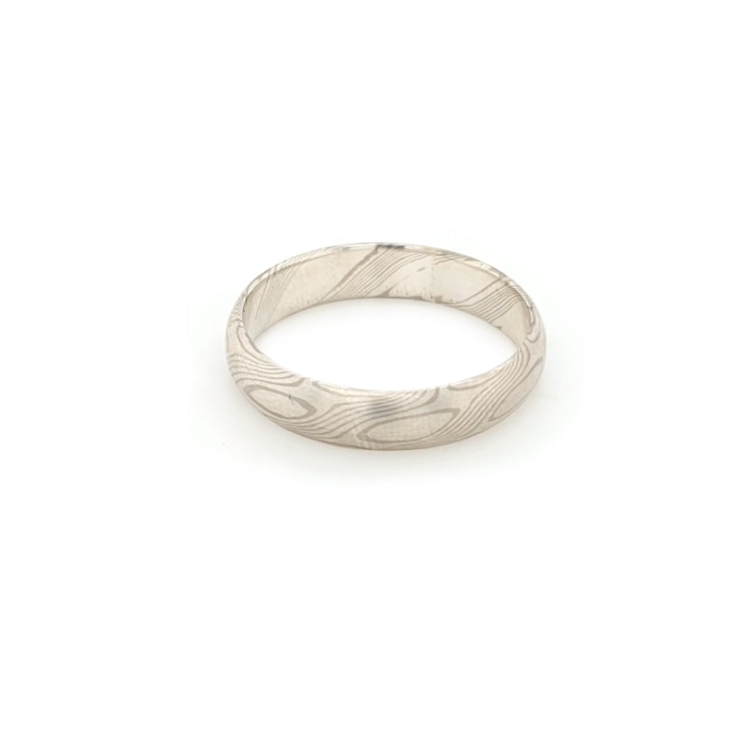 Haiiro - 14ct White Gold & Silver Mokumegane Ring