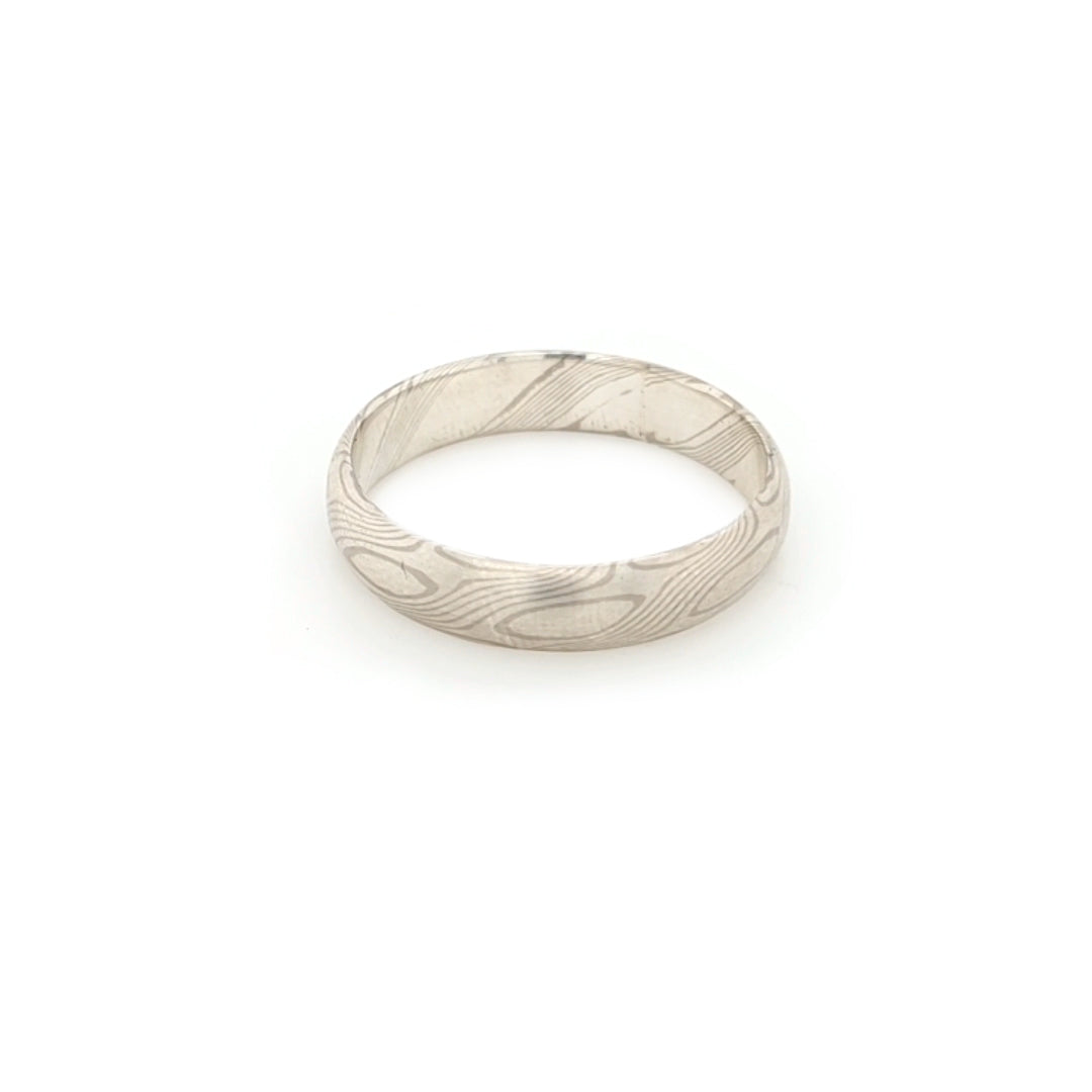 Haiiro - 14ct White Gold & Silver Mokumegane Ring
