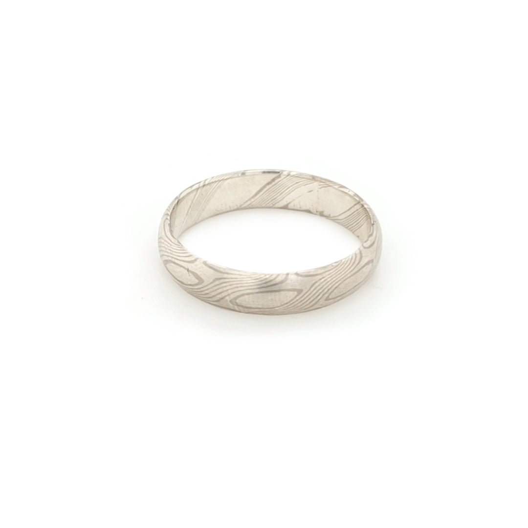 Haiiro - 14ct White Gold & Silver Mokumegane Ring
