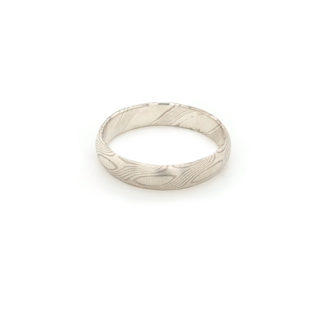 Haiiro - 14ct White Gold & Silver Mokumegane Ring