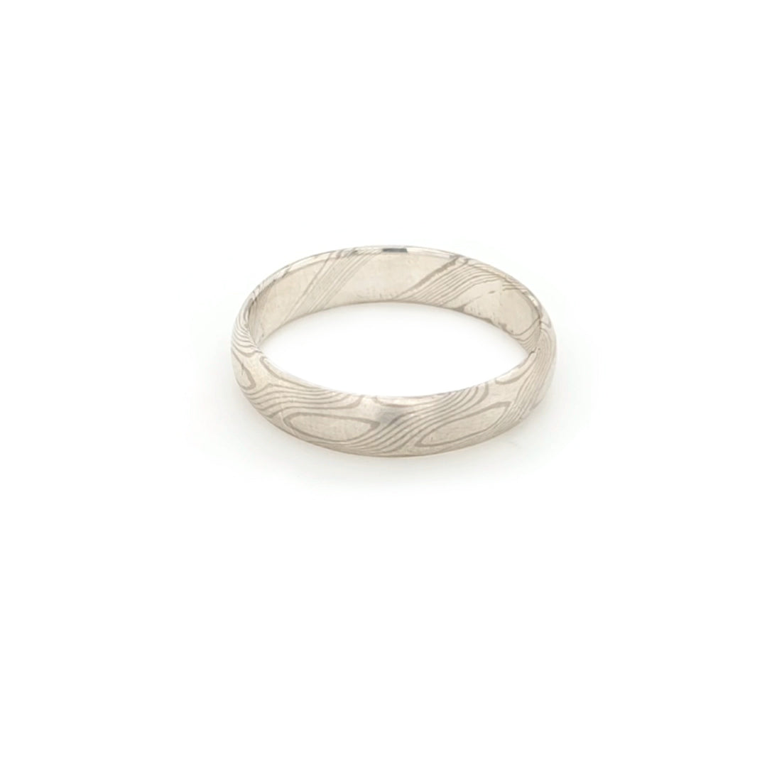 Haiiro - 14ct White Gold & Silver Mokumegane Ring