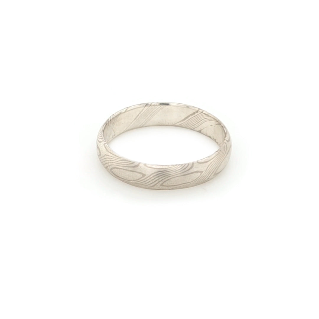 Haiiro - 14ct White Gold & Silver Mokumegane Ring