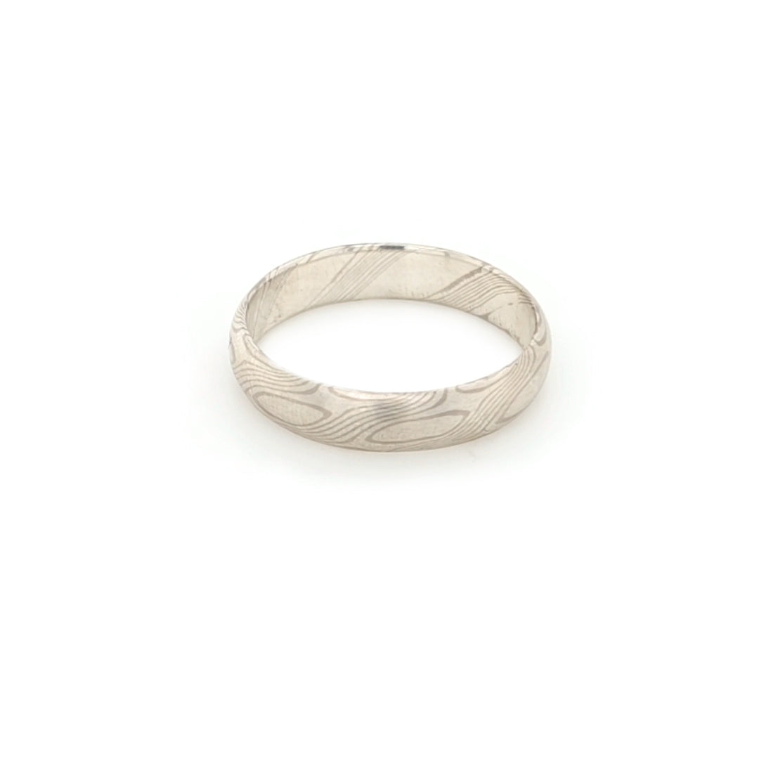 Haiiro - 14ct White Gold & Silver Mokumegane Ring