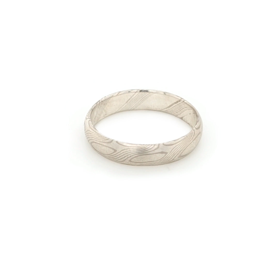 Haiiro - 14ct White Gold & Silver Mokumegane Ring