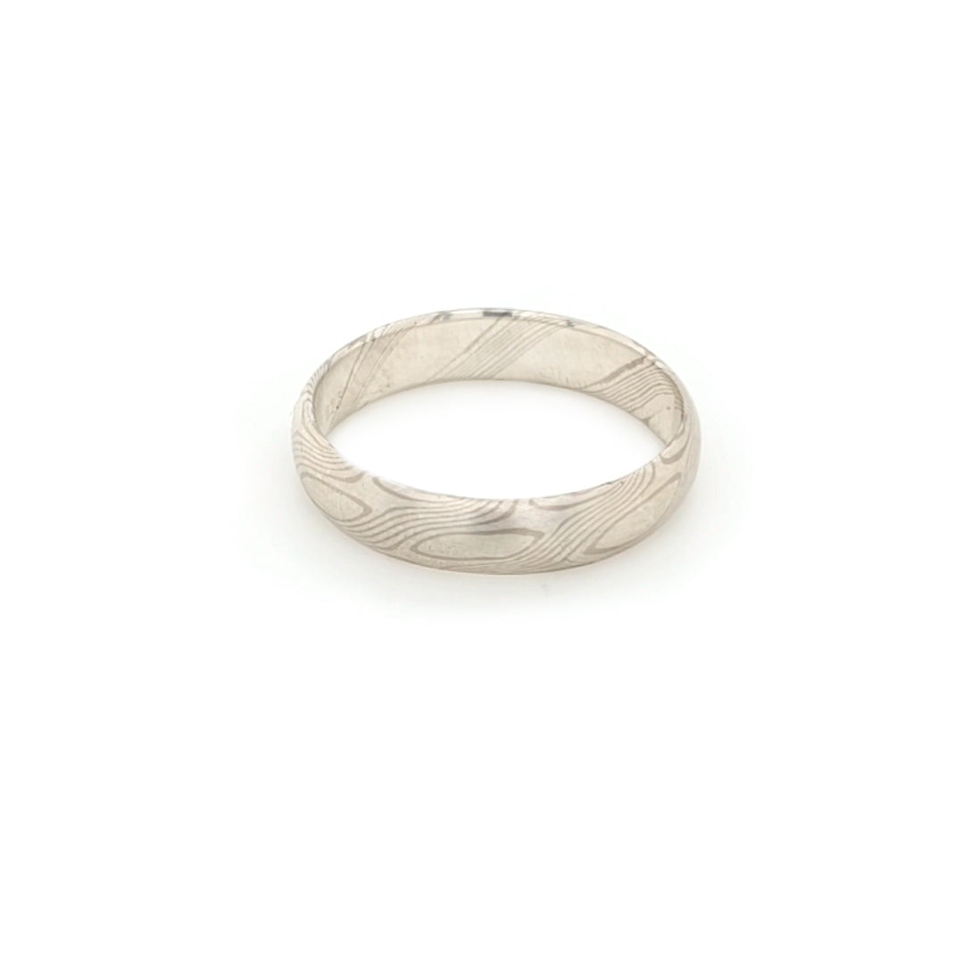 Haiiro - 14ct White Gold & Silver Mokumegane Ring