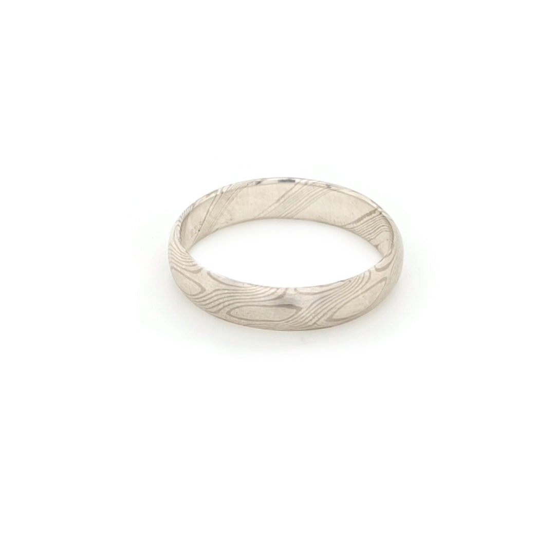 Haiiro - 14ct White Gold & Silver Mokumegane Ring