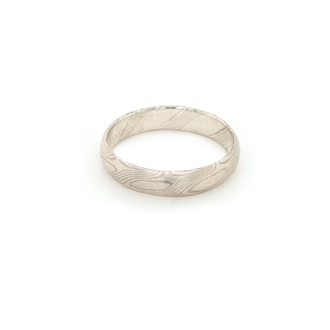 Haiiro - 14ct White Gold & Silver Mokumegane Ring