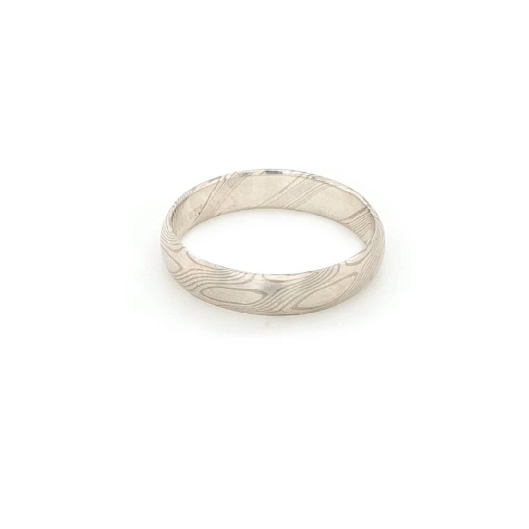 Haiiro - 14ct White Gold & Silver Mokumegane Ring