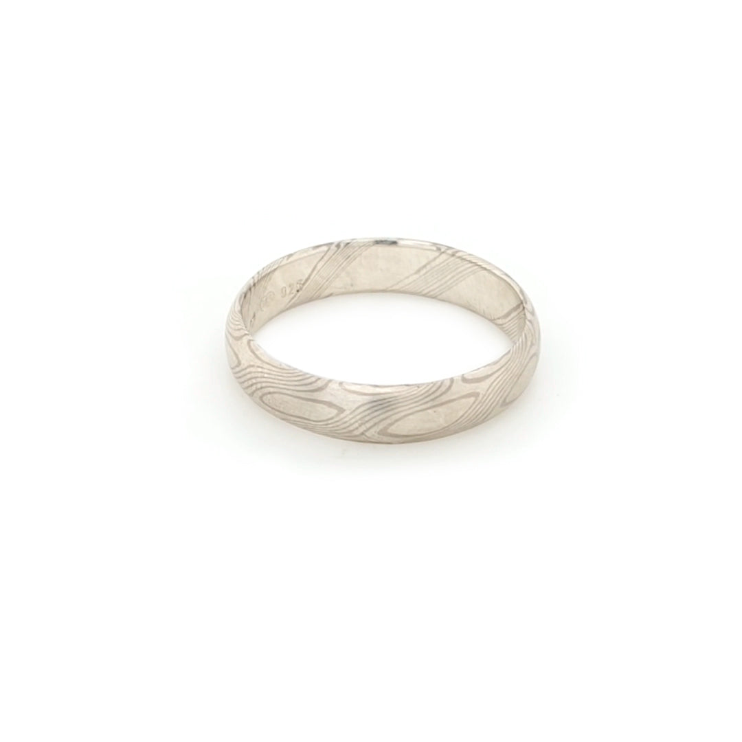 Haiiro - 14ct White Gold & Silver Mokumegane Ring