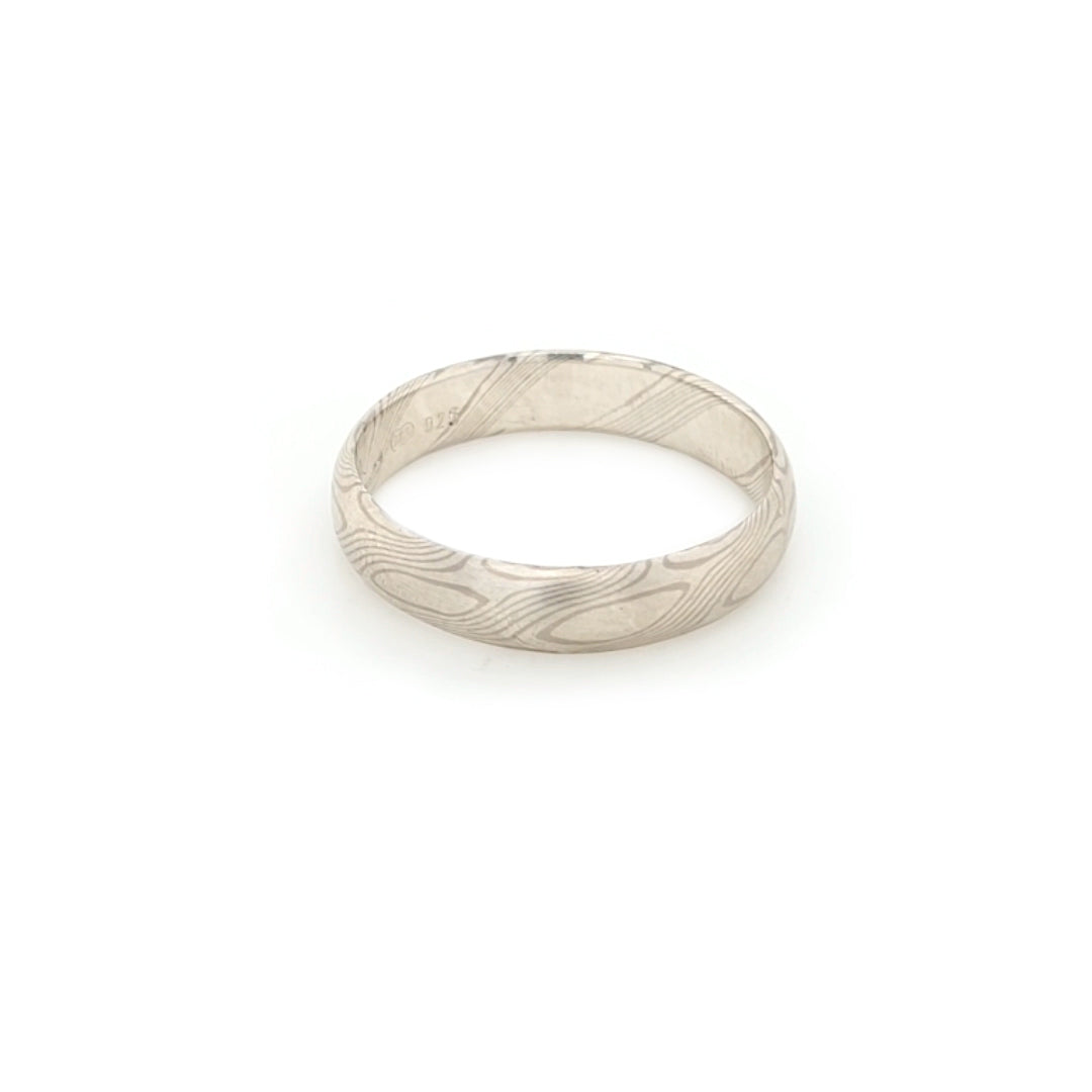Haiiro - 14ct White Gold & Silver Mokumegane Ring