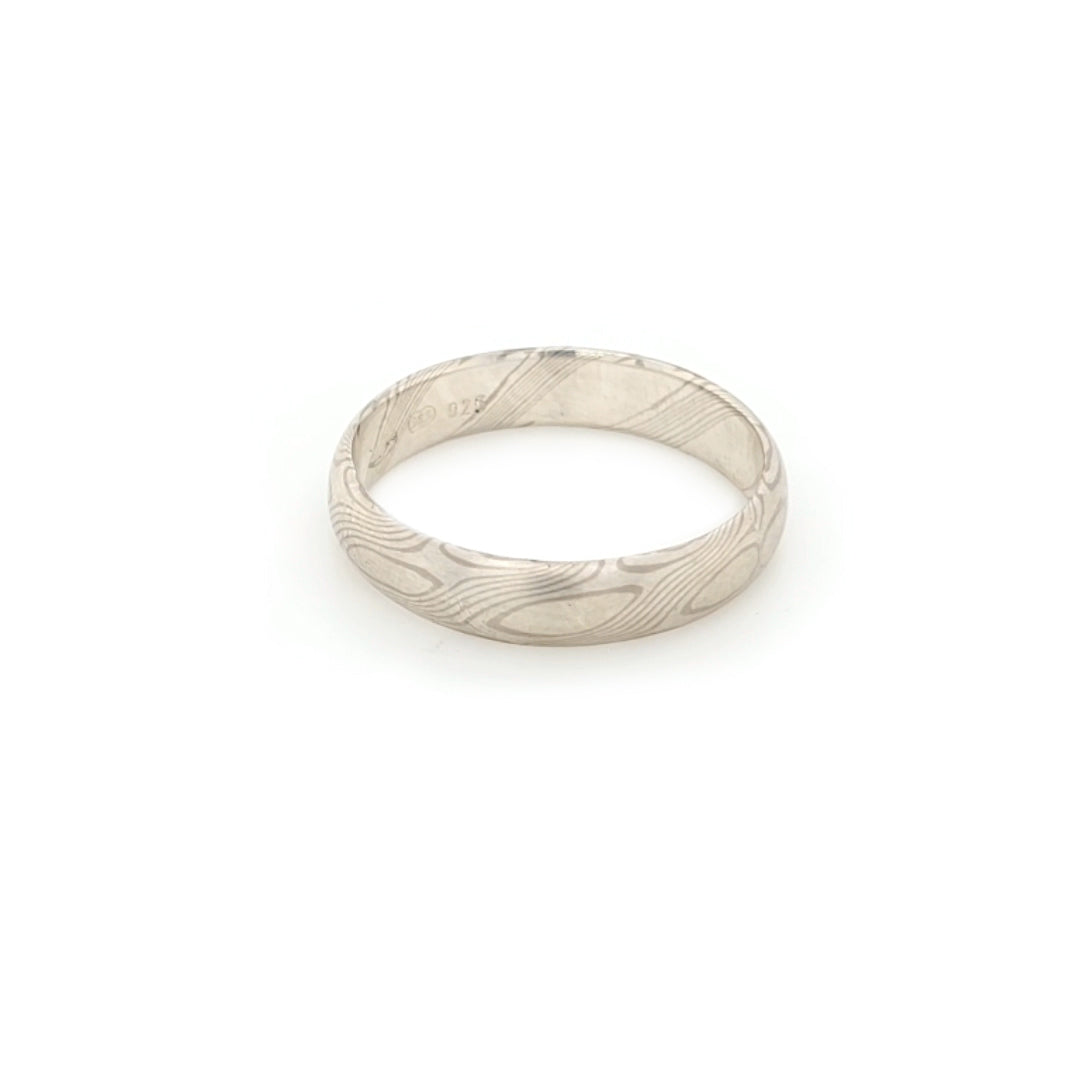 Haiiro - 14ct White Gold & Silver Mokumegane Ring
