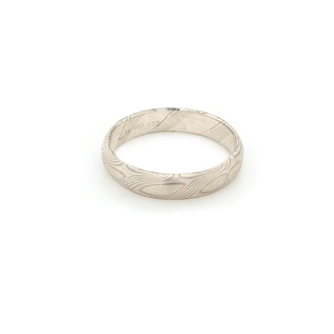 Haiiro - 14ct White Gold & Silver Mokumegane Ring