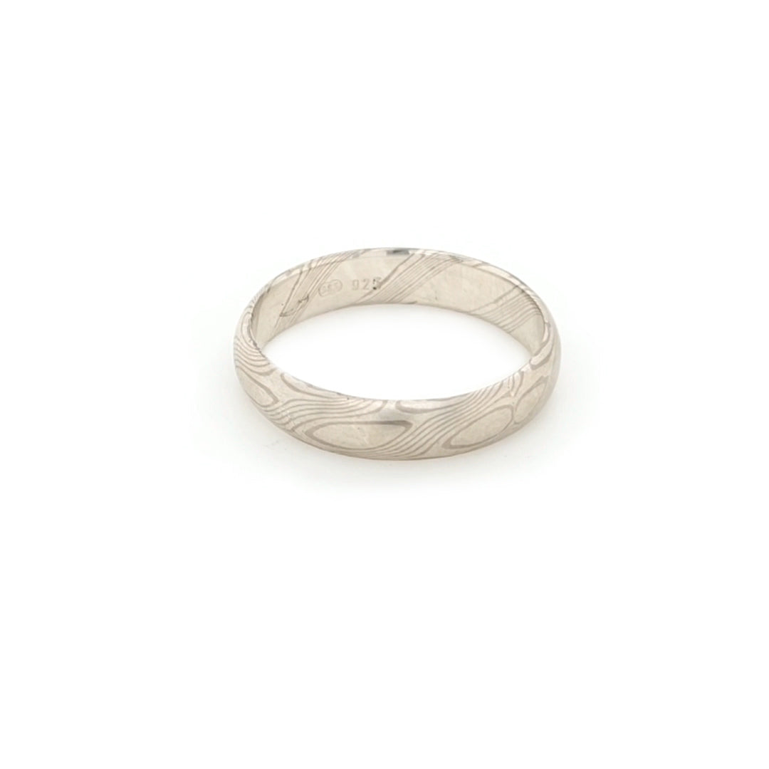 Haiiro - 14ct White Gold & Silver Mokumegane Ring